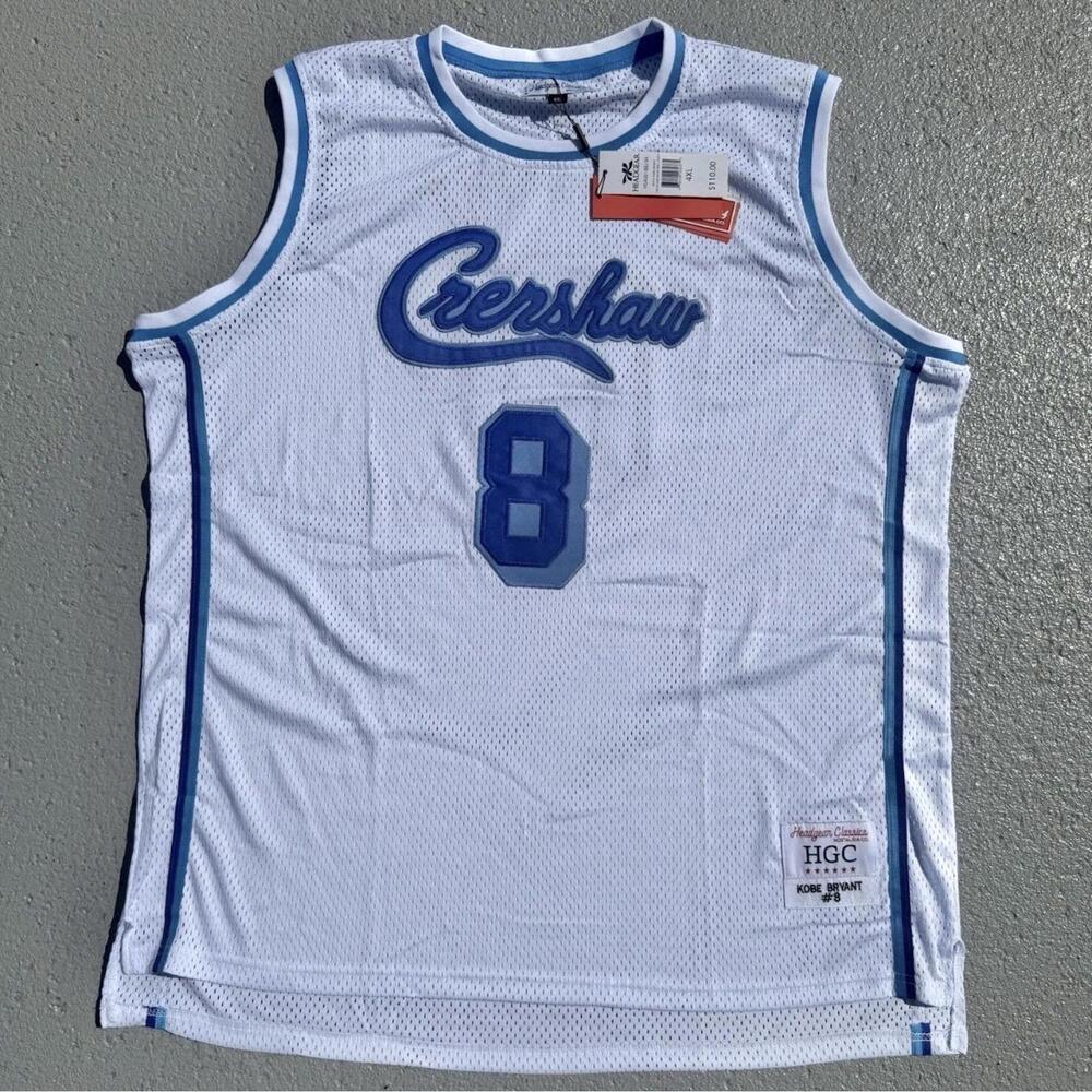 Men’s Kobe Byrant Crenshaw Basketball Jersey Headgear Classics White 4XL